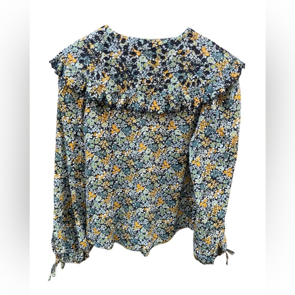 Universal thread Floral Peasant Women's Top Large Blue & Yellow - Picture 6 of 6